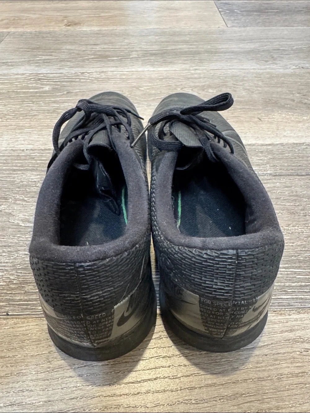 Nike Men’s Black Athletic Indoor Soccer Shoes with Silver Swoosh